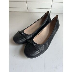 Vionic Amorie Ballet Flats Shoes Womens Size 10 Metallic Black Leather Orthotic